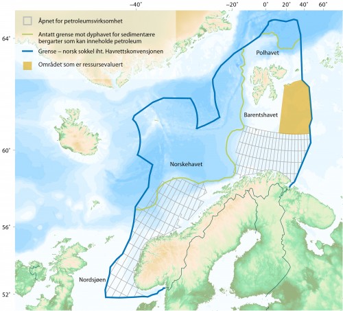 !Kart fra Oljedirektoratet over Barentshavet nord. 