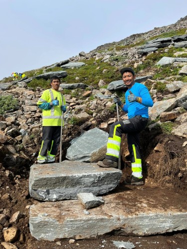 !Noen av dem som arbeider i Nordkapptrappa. (Foto: Nordkappregionen Nringshage) 