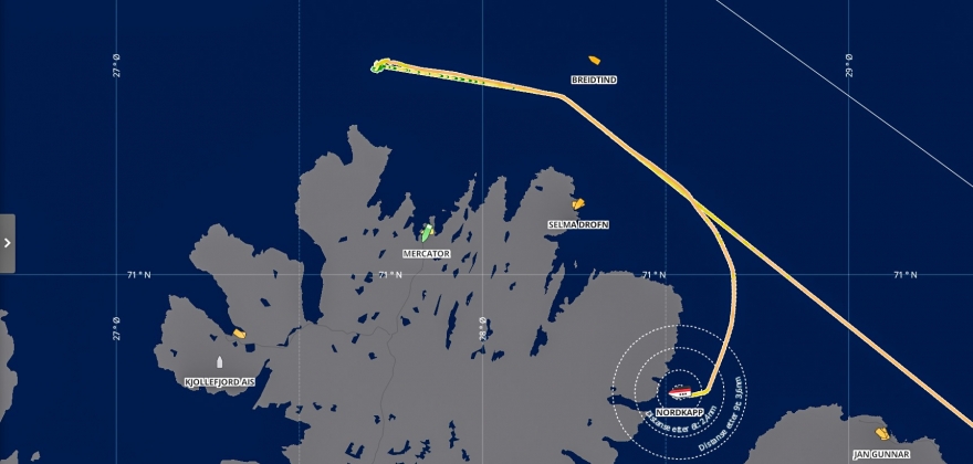 Hurtigruta snudde ved Nordkinn i natt Hurtigruta snudde ved Nordkinn i natt