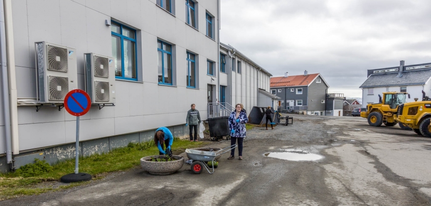 Dugnad ved rådhuset Dugnad ved rådhuset