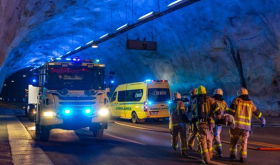 Stenger Stallogargotunnelen for brannøvelse Stenger Stallogargotunnelen for brannøvelse