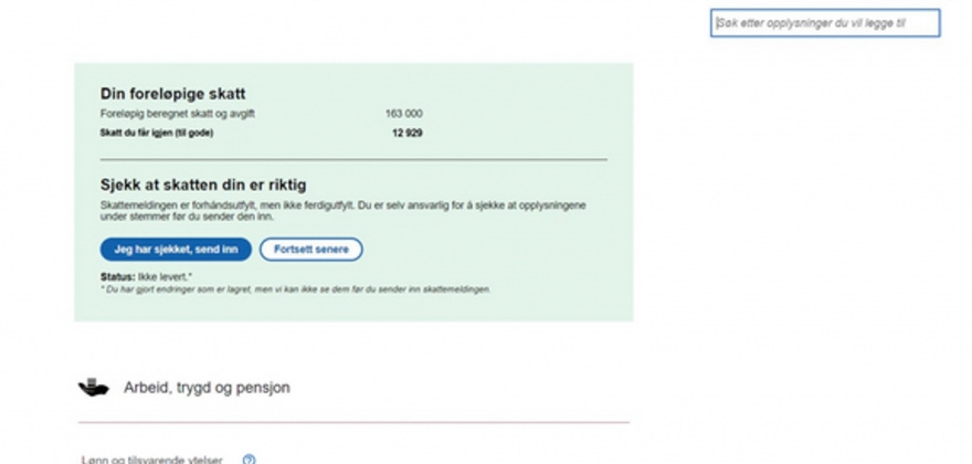 Ny skattemelding Ny skattemelding